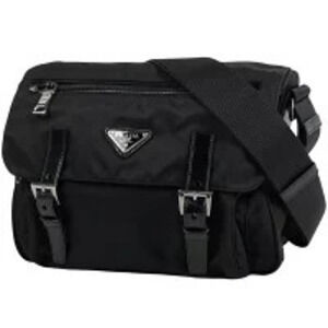 Prada Plate Shoulder Bag Messenger Nero Black